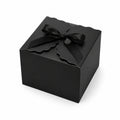 Boîte cadeau 20 x 20 x 20 cm en carton noir avec couvercle et nœud décoratif
