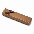 Boîte cadeau rectangulaire 21 x 6 x 3 cm en carton brun avec ruban décoratif