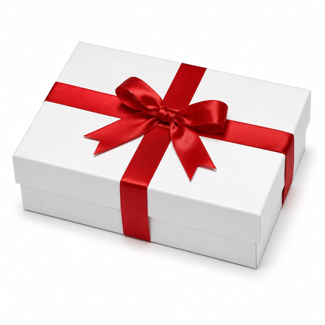 Boîte cadeau 30 x 20 x 10 cm en carton blanc avec ruban rouge - emballage décoratif à nœud