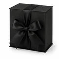 Boîte cadeau carrée 20 x 20 x 20 cm en carton noir avec nœud décoratif pour emballage élégant