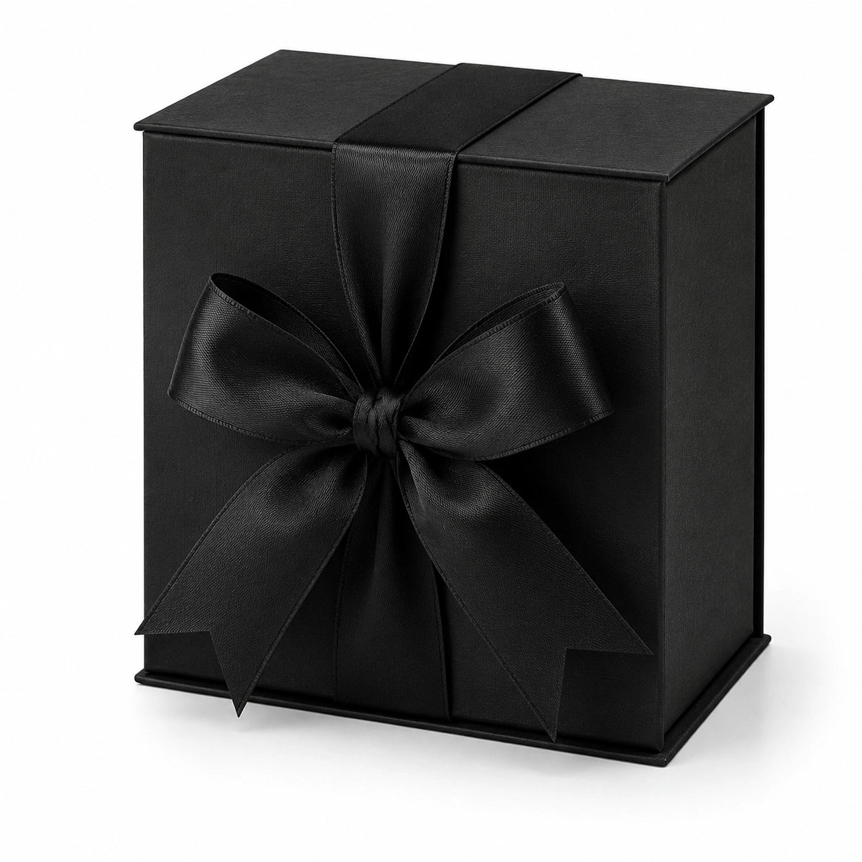 Boîte cadeau carrée 20 x 20 x 20 cm en carton noir avec nœud décoratif pour emballage élégant
