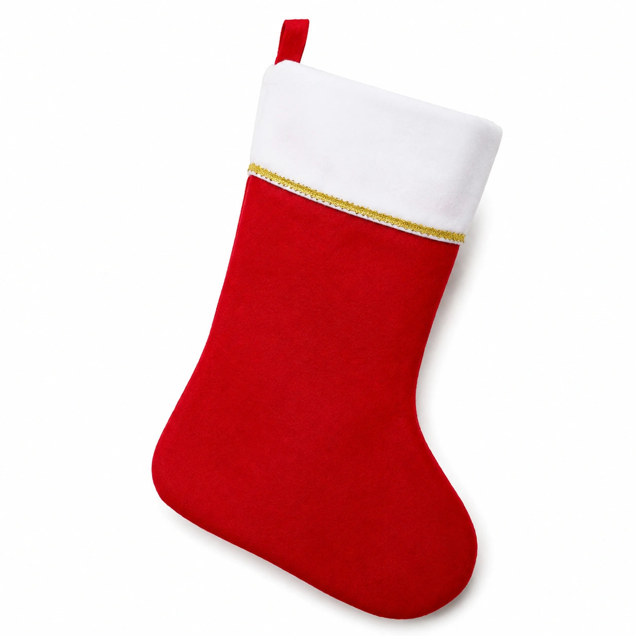 Chaussette décorative 45 cm en polyester rouge blanc à suspendre