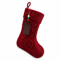 Chaussette décorative 45 x 25 cm en textile tricoté rouge à suspendre motif torsadé