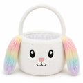 Sac à main enfant 25 cm en fausse fourrure blanc arc-en-ciel lapin doux