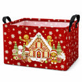 Boîte de rangement 40 x 30 x 30 cm en tissu polyester rouge pliable à poignées motif hivernal