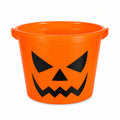 Seau de collecte rond 30 cm en plastique orange et noir motif citrouille à poignées pour Halloween