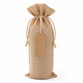 Sac cadeau 15 x 10 x 35 cm en jute beige à cordon pour bouteille
