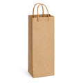 Sac cadeau 12 x 9 x 35 cm en papier kraft brun pour bouteille avec anses torsadées