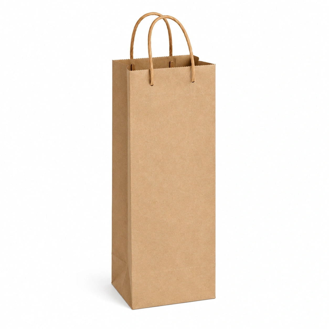 Sac cadeau 12 x 9 x 35 cm en papier kraft brun pour bouteille avec anses torsadées