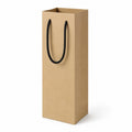 Sac cadeau pour bouteille 12 x 9 x 36 cm en papier kraft beige avec poignées en cordon noir